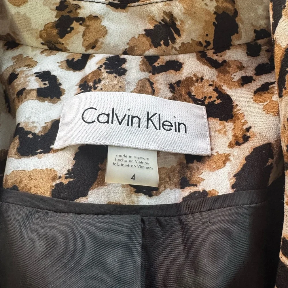 Calvin Klein Leopard Animal Print Blazer Career size 4 - Picture 3 of 7